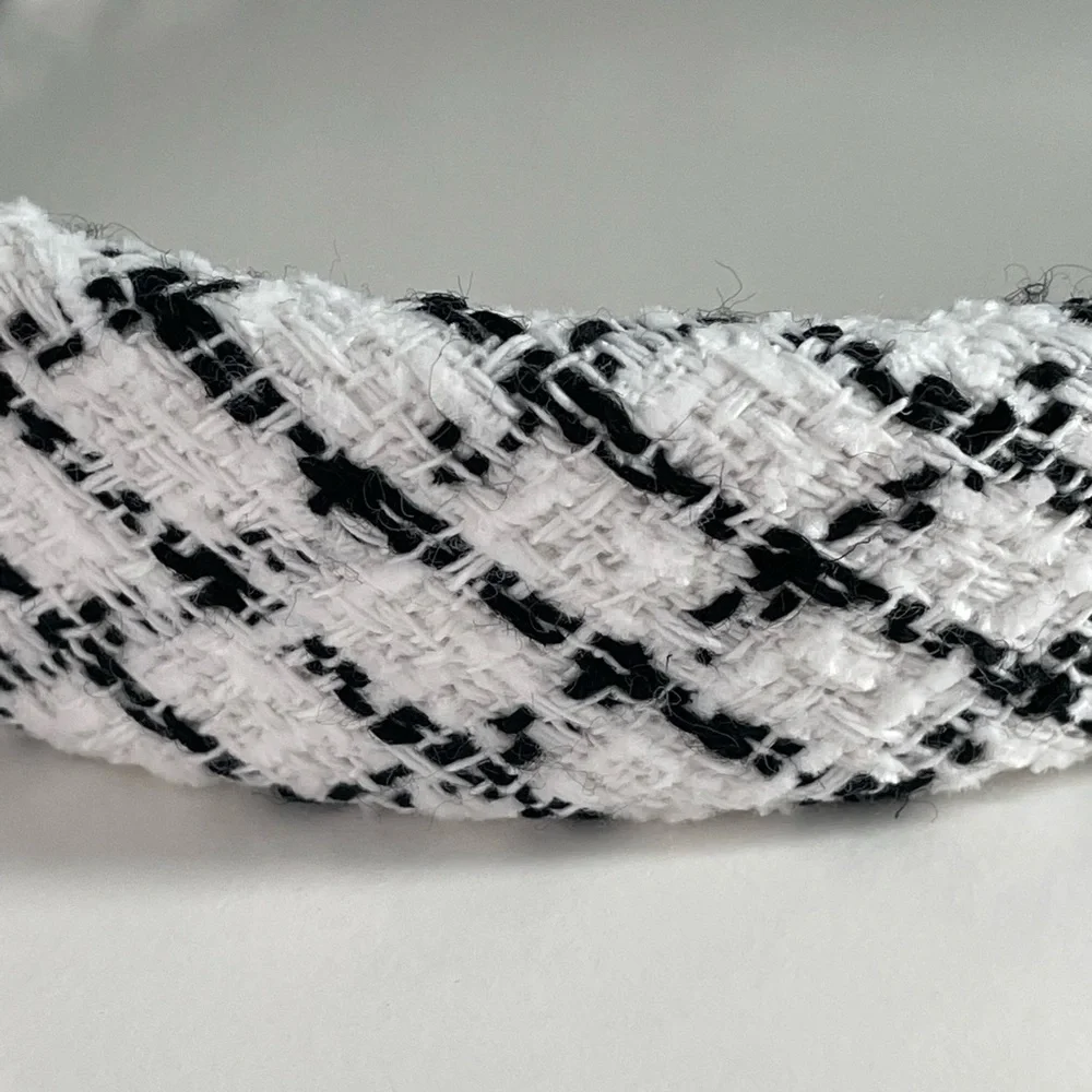 J. Crew Black And White Plaid Headband